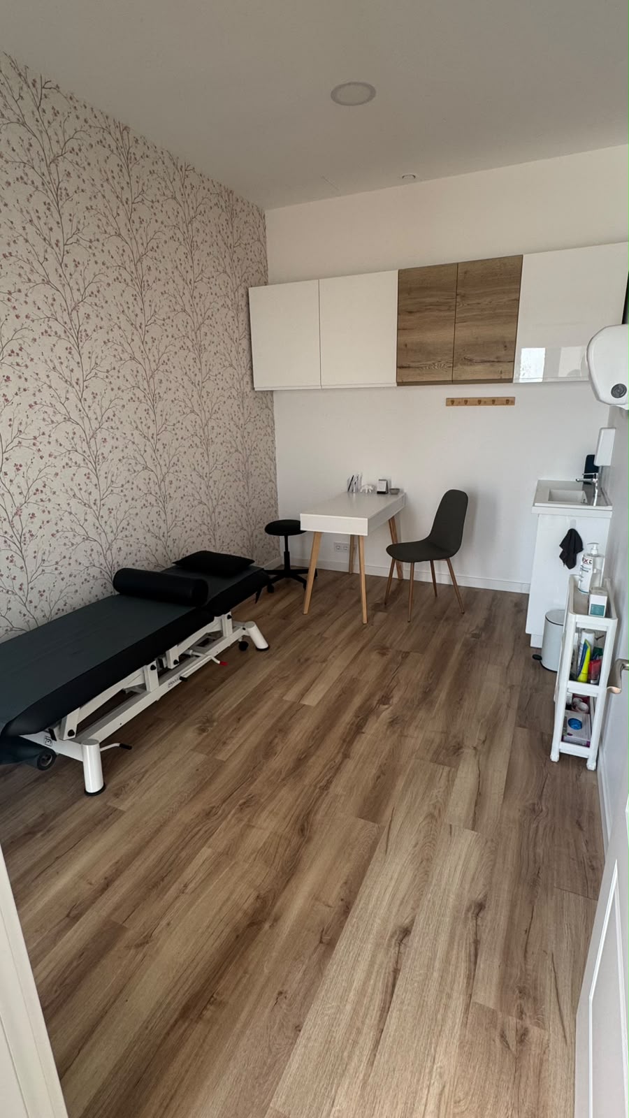 Consulta de fisioterapia 2, con camilla y zona de trabajo